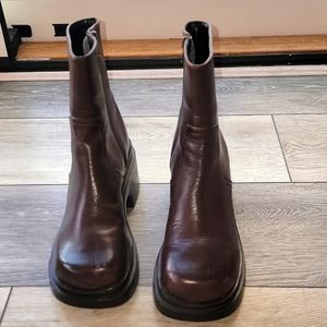 Seve Madden Brown Leather Arrow Platform Boots